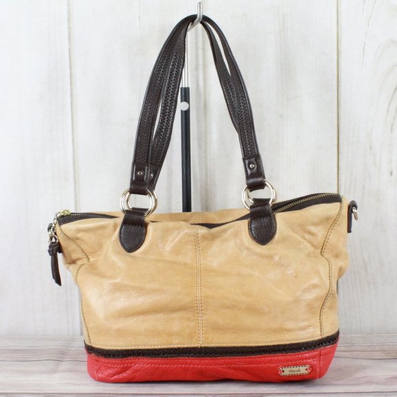 The Sak Handbags - THE SAK Women's Brown Red Leather Tote Handbag